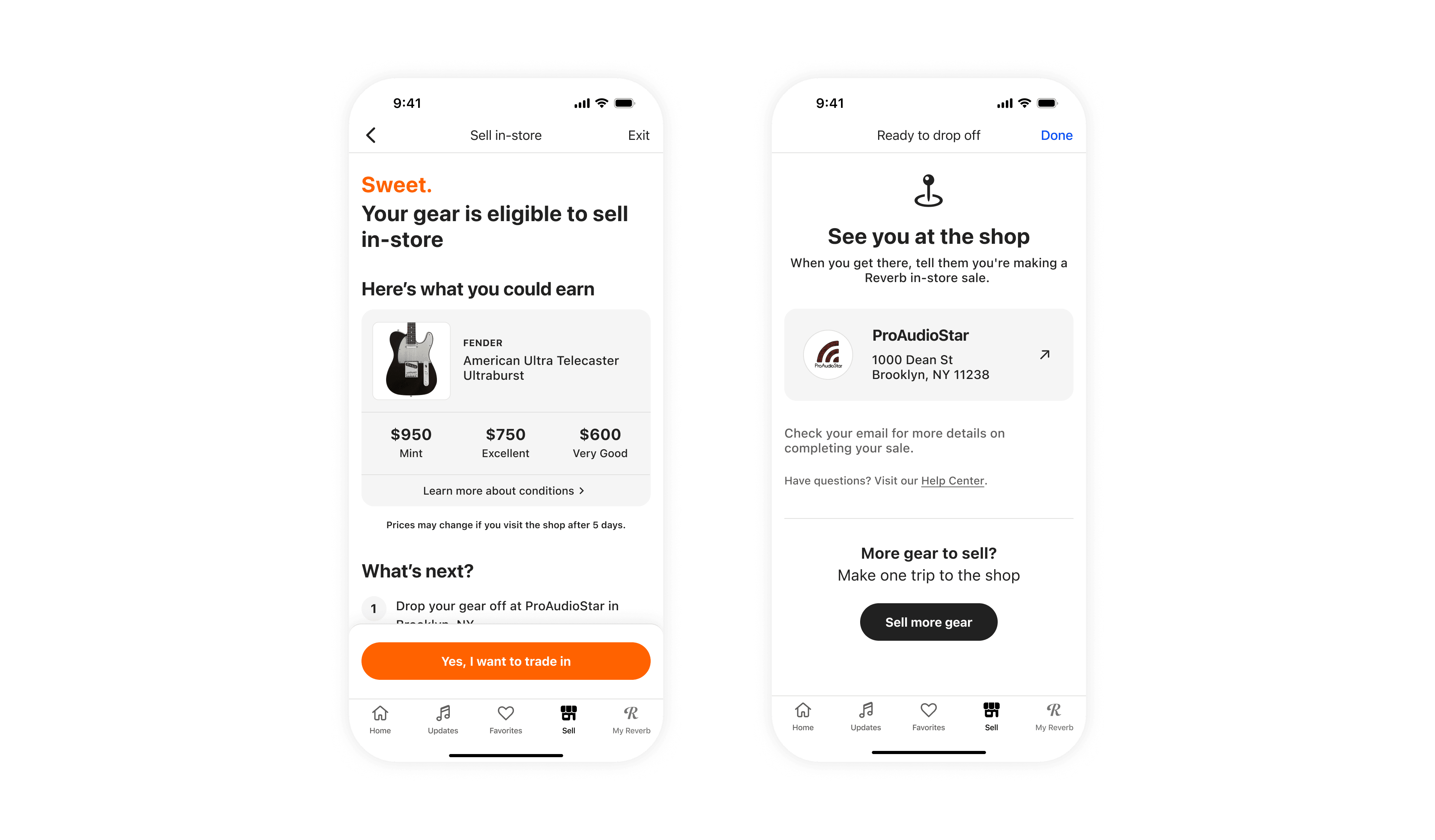 Sell in-store confirmation